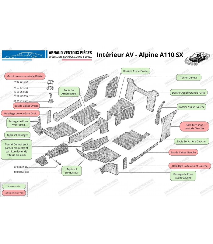 Kit intérieur complet moquette/simili pour Alpine A110 1600 SX - 3