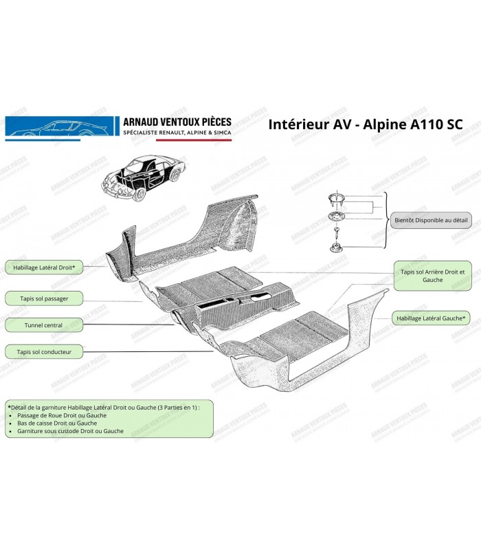 Complete interior kit carpet/leatherette for Alpine A110 1600 SC - 2