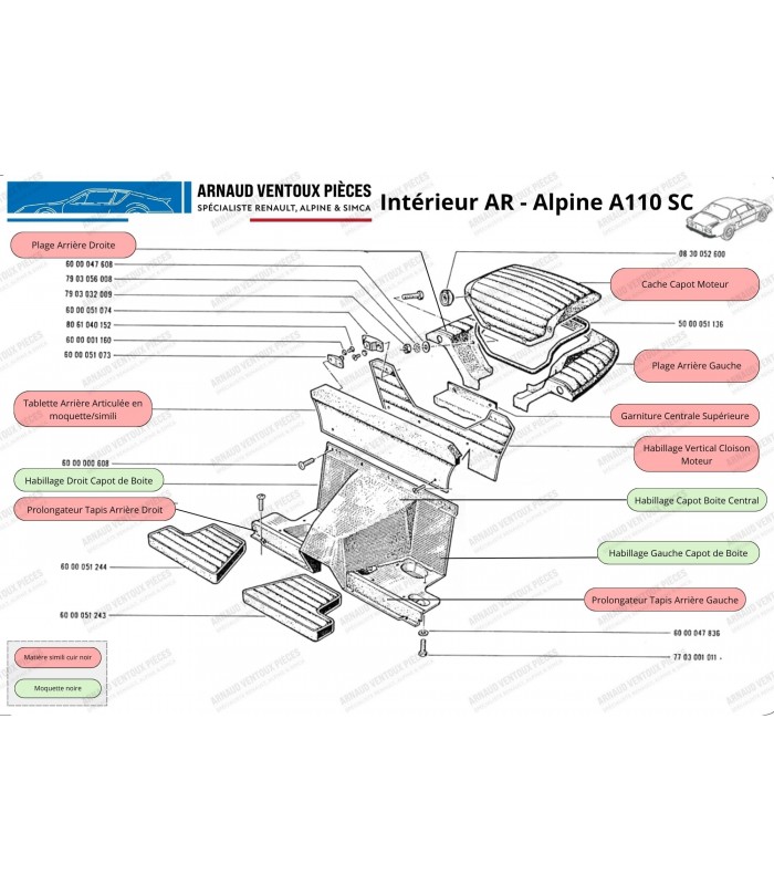 Complete interior kit carpet/leatherette for Alpine A110 1600 SC - 3