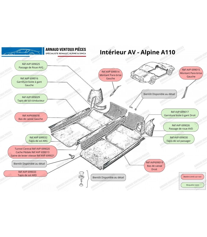 Rear Tunnel Extension Carpet Trim - A110 - 3