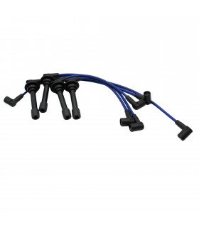 Faisceau d'allumage en silicone Bleu avec cosses Coudées 90° (Prolongateurs longs intégrés aux fils) - 1