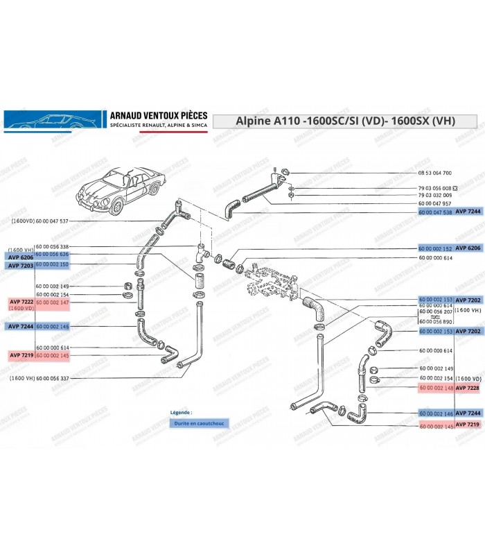 Durite caoutchouc de radiateur ou de compartiment moteur (Coude 90°) - Ø 32mm - Réf 6000002134 / 6000002146 / 6000002928 - 6