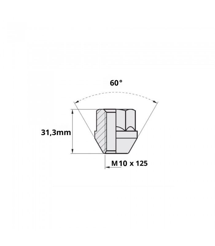 Chrome wheel nut for original steel rim M10x125 - R4 / 4L - Ref 7700625475 - 3