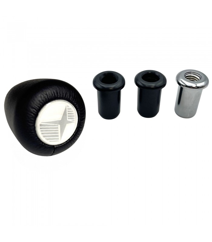 Pommeau de levier de vitesse en cuir avec pastille "Étoile" (Blanc et gris) - 1