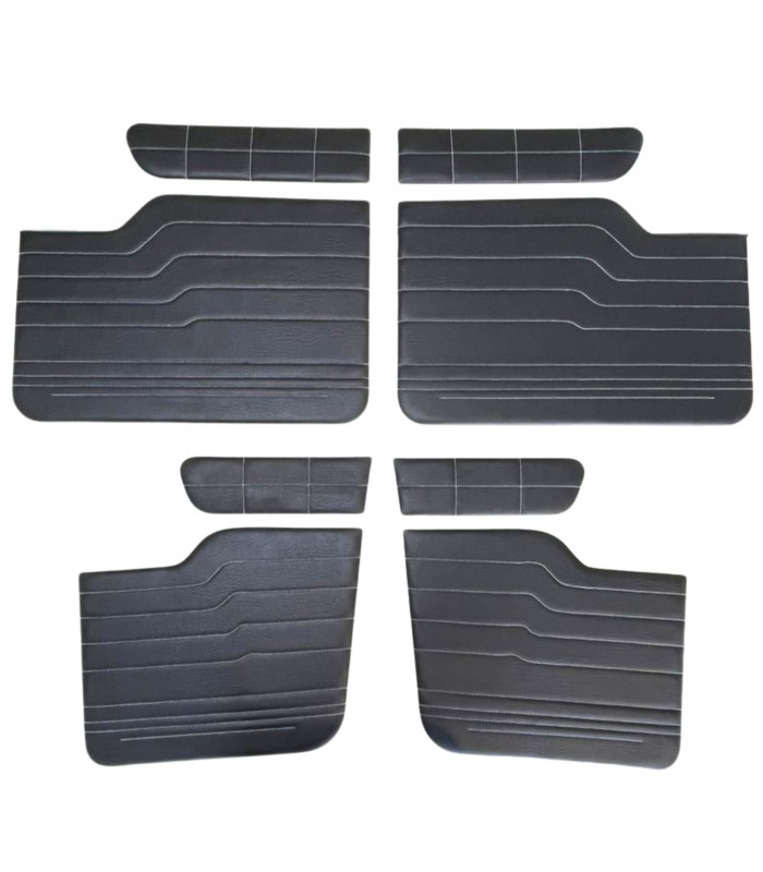 Kit de panneau ou garniture intérieur de porte en simili cuir noir avec "Coutures Blanches" - R8 / R8S / R8G - 1