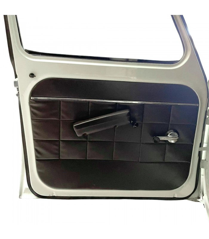 Kit de panneau ou garniture intérieur de porte en simili cuir noir avec "Coutures Noir" - Simca 1000 (Tous modèles) - 3