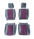 Kit complet de housses de siège en skaï et tissus couleur "Écossais Rouge" - R4 / 4L (À partir de 1980) - 1