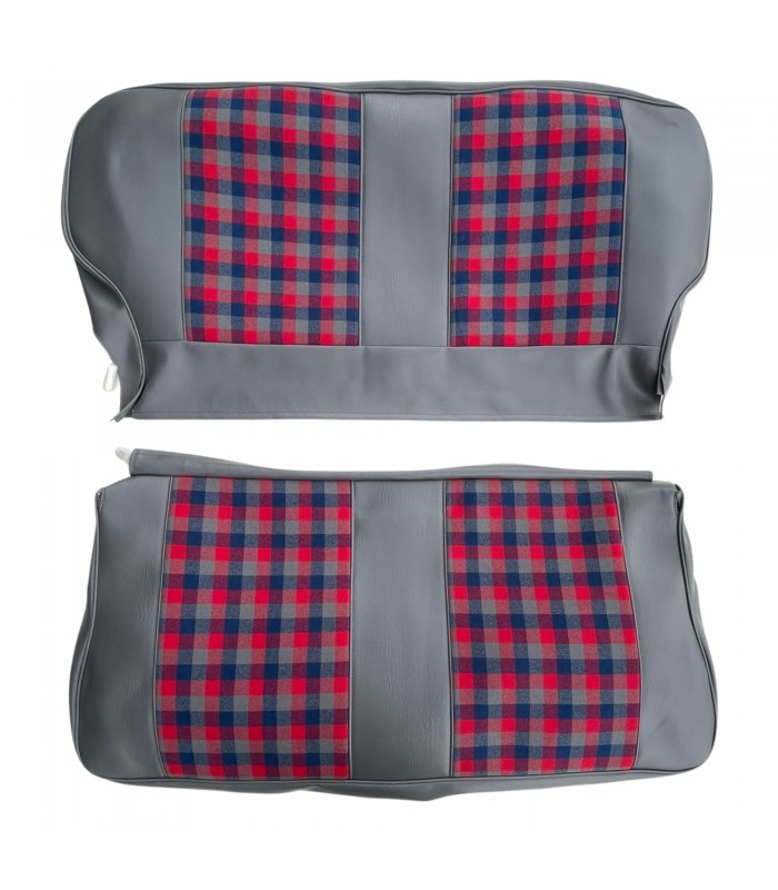Kit complet de housses de siège en skaï et tissus couleur "Écossais Rouge" - R4 / 4L (À partir de 1980) - 2