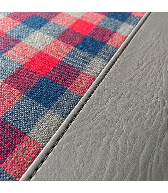 Kit complet de housses de siège en skaï et tissus couleur "Écossais Rouge" - R4 / 4L (À partir de 1980) - 3