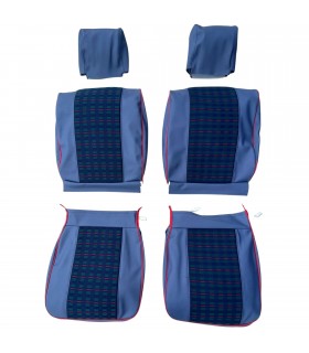 Kit complet de housses de siège en skaï et tissus couleur "Écossais Bleu" - R4 / 4L (Clan) - 1