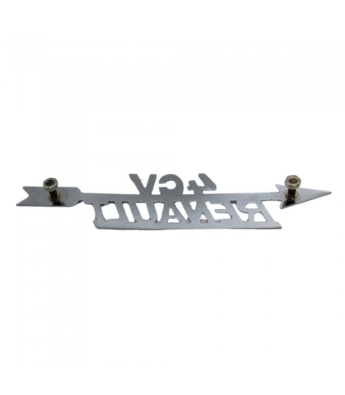 "4CV Renault" logo with arrow on the left - Front or rear hood (chrome steel) - 2
