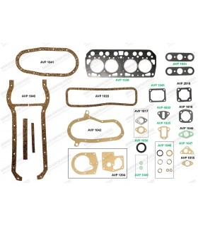 Complete engine gasket set (Cylinder head gasket Ø 58mm) - Billancourt engine (Type 662 - 747cm³ or 760cm³) - 4CV / Alpine A106 