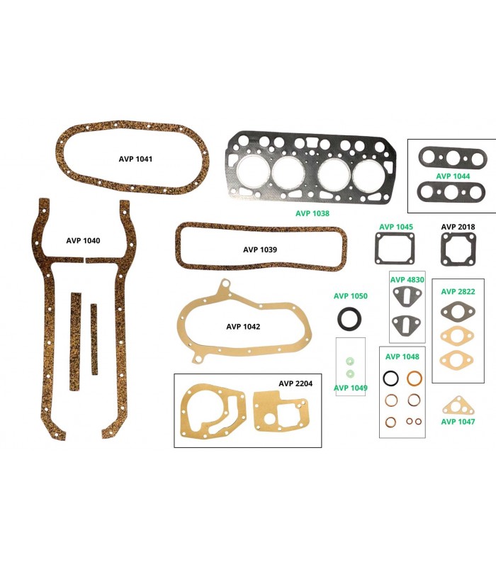 Complete engine gasket set (Cylinder head gasket Ø 58mm) - Billancourt "Ventoux" engine (Type 670 - 845cm³) - 1