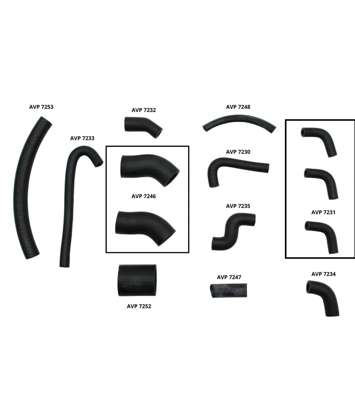 Kit of 14 hoses (Rubber) for engine cooling between the two cylinders - A310 V6 - 1