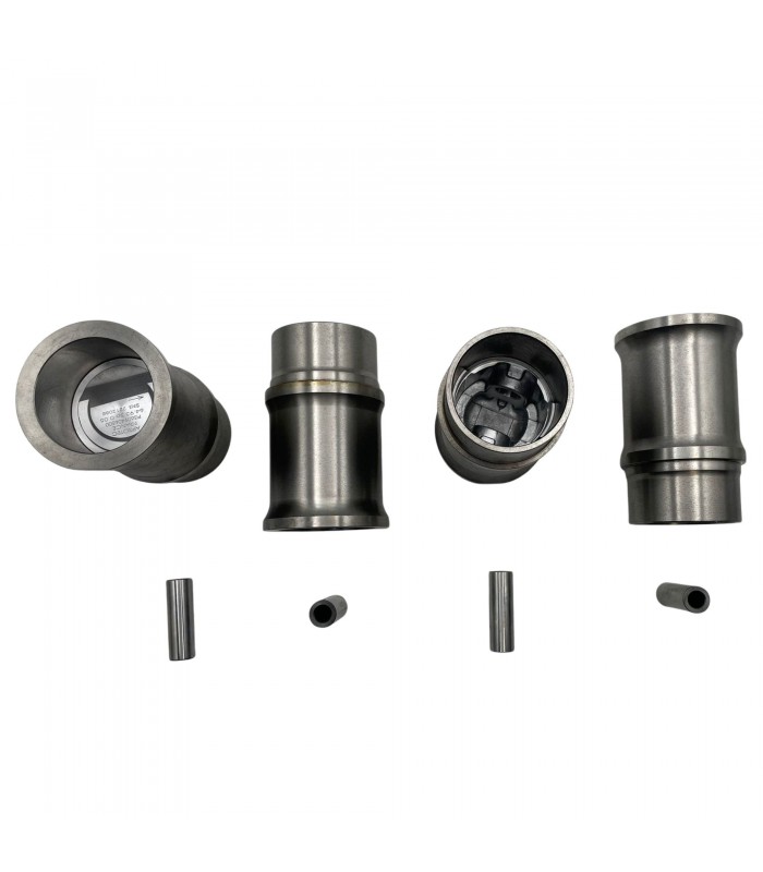 Set 4 pistons and 4 cylinder liners Ø65mm with rings and wrist pins (Ø18x57x11mm)-956cc engine (Type C1C-08/689-10) - R4/R5 TL -