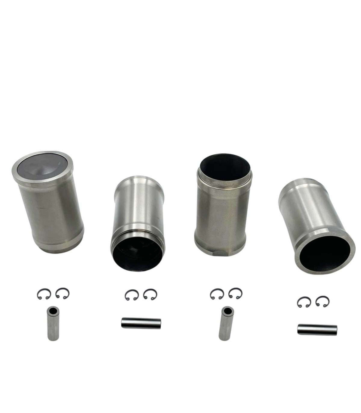 Jeu de 4 pistons et 4 chemises Ø 60mm avec segments et axes Ø 14mm (Complet) - Moteur 904cm³ - 1