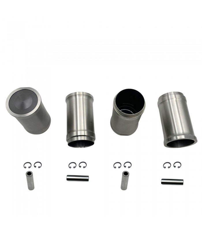 Jeu de 4 pistons et 4 chemises Ø 60mm avec segments et axes Ø 14mm (Complet) - Moteur 904cm³ - 3