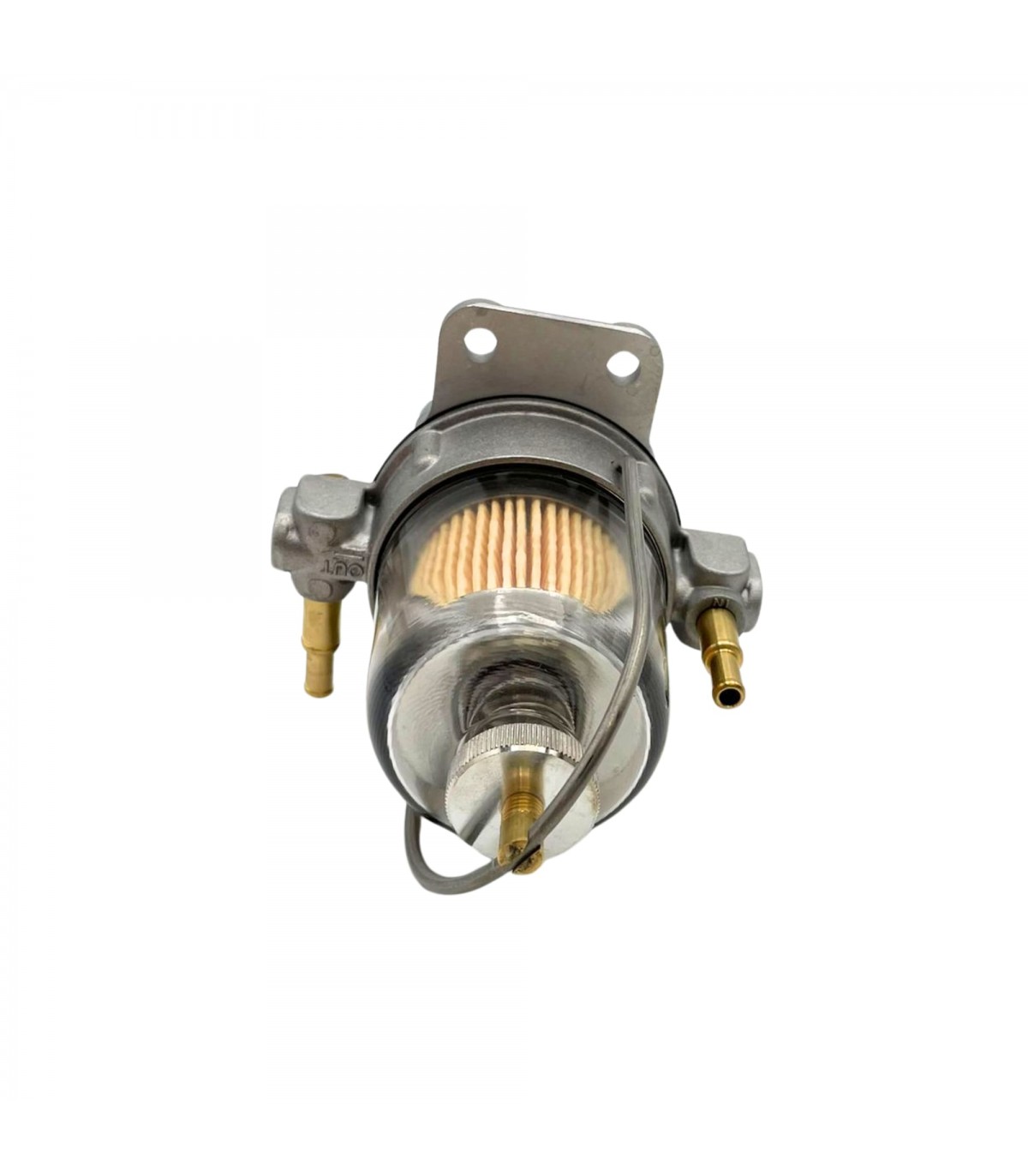 Filtre régulateur de pression d'essence "King" avec piquage pour manomètre de pression - Bocal en verre Ø 67mm - 2