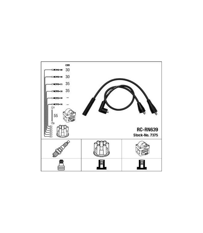 Faisceau d'allumage en silicone Noir avec cosses Droites "NGK" - 2