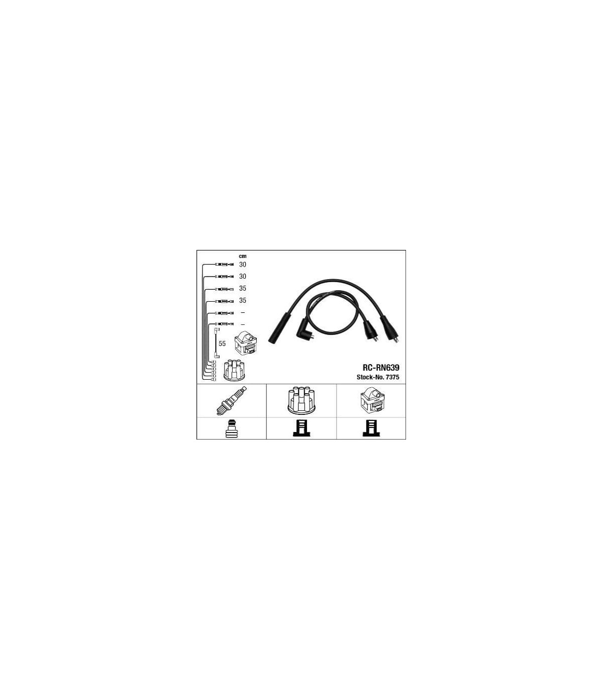 Faisceau d'allumage en silicone Noir avec cosses Droites "NGK" - 2