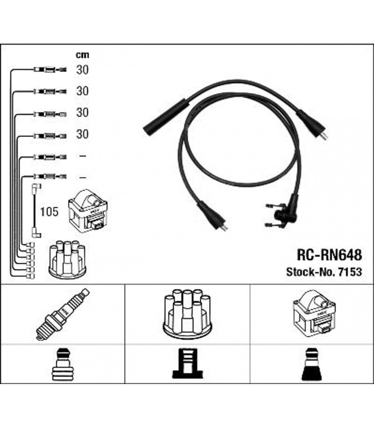 Faisceau d'allumage en silicone Noir avec cosses Droites "NGK" - 3