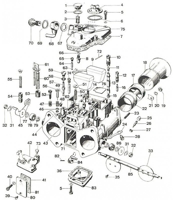 Banjo fitting kit "T" + 90° elbow with screws, gaskets and clamps - Weber 40 / 45 / 48 DCOE carburetor - 3