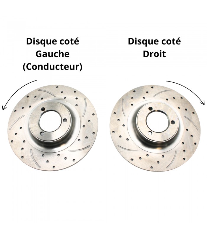 Paire de disques de frein Avant ou  Arrière "Percés-rainuré" (Droite et Gauche) - Ø 260mm x7,5mm - 3