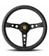 "Momo Prototipo Heritage" steering wheel, Ø350mm, with matte black spokes, aged black leather, and white stitching. - 1