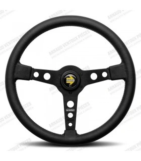 "Momo Prototipo" steering wheel, Ø320mm, with matte black spokes, black leather and white stitching - 1