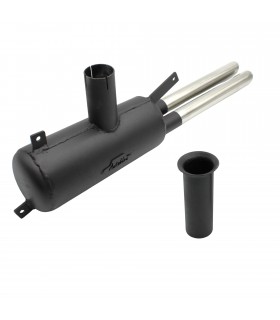 Sport silencer with 2 chrome outlets / connecting pipe with flange - 1