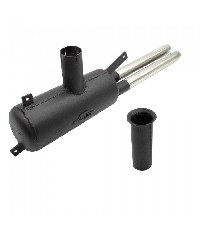 Silencieux sport avec 2 sorties chromées / tube de liaison avec collerette - 1