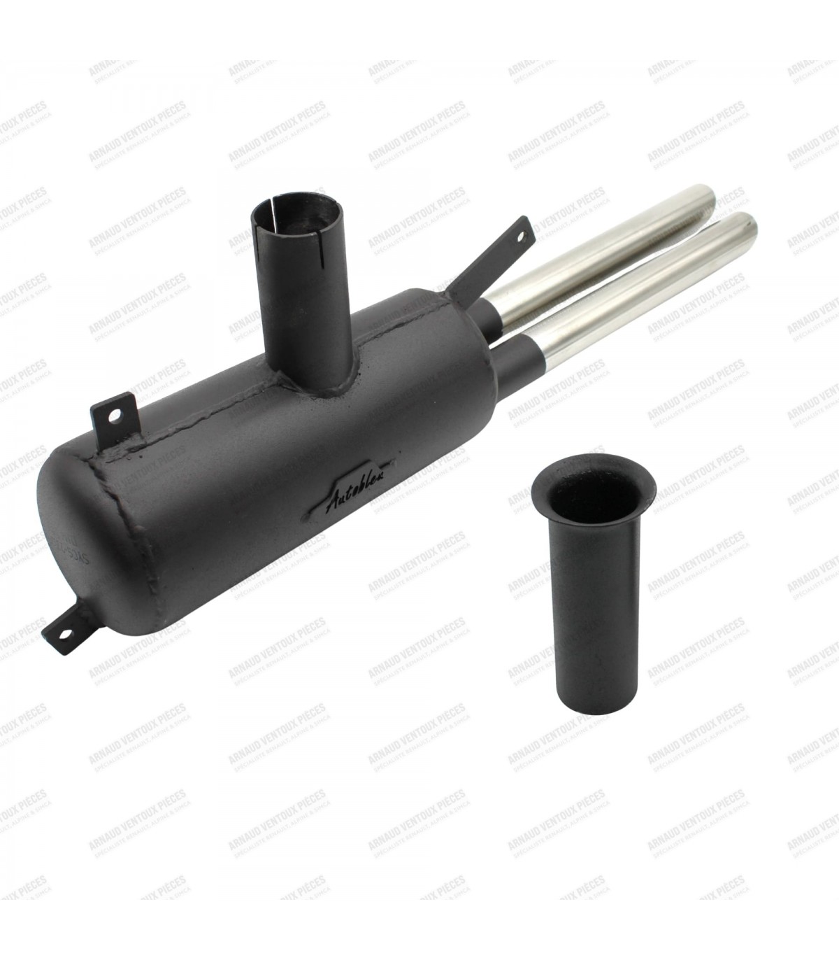 Sport silencer with 2 chrome outlets / connecting pipe with flange - 1