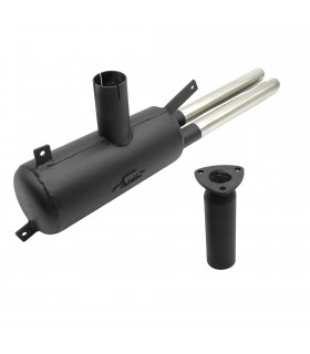 Sport silencer with 2 chrome outlets / connecting pipe with flange