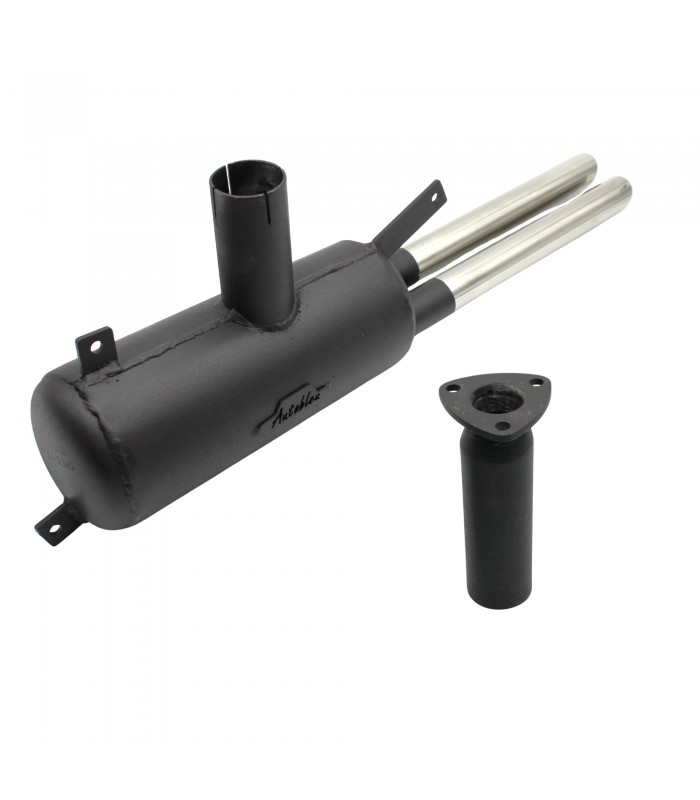 Sport silencer with 2 chrome outlets / connecting pipe with flange - 1