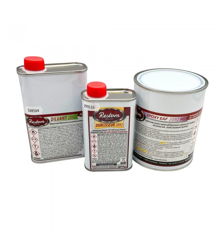 Peinture époxy à froid bi-composants - Noir Satiné - RAL9005 Avec Diluant - 1