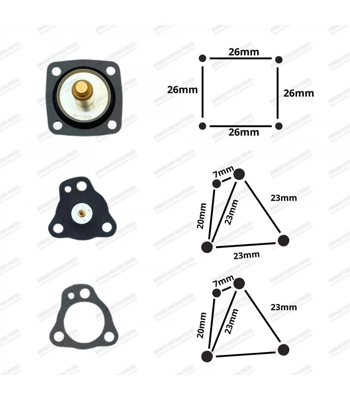 Carburetor gasket kit - Weber 32 DIR 75/100 (Ø1.75 needle) - R5 Alpine Turbo (122B)