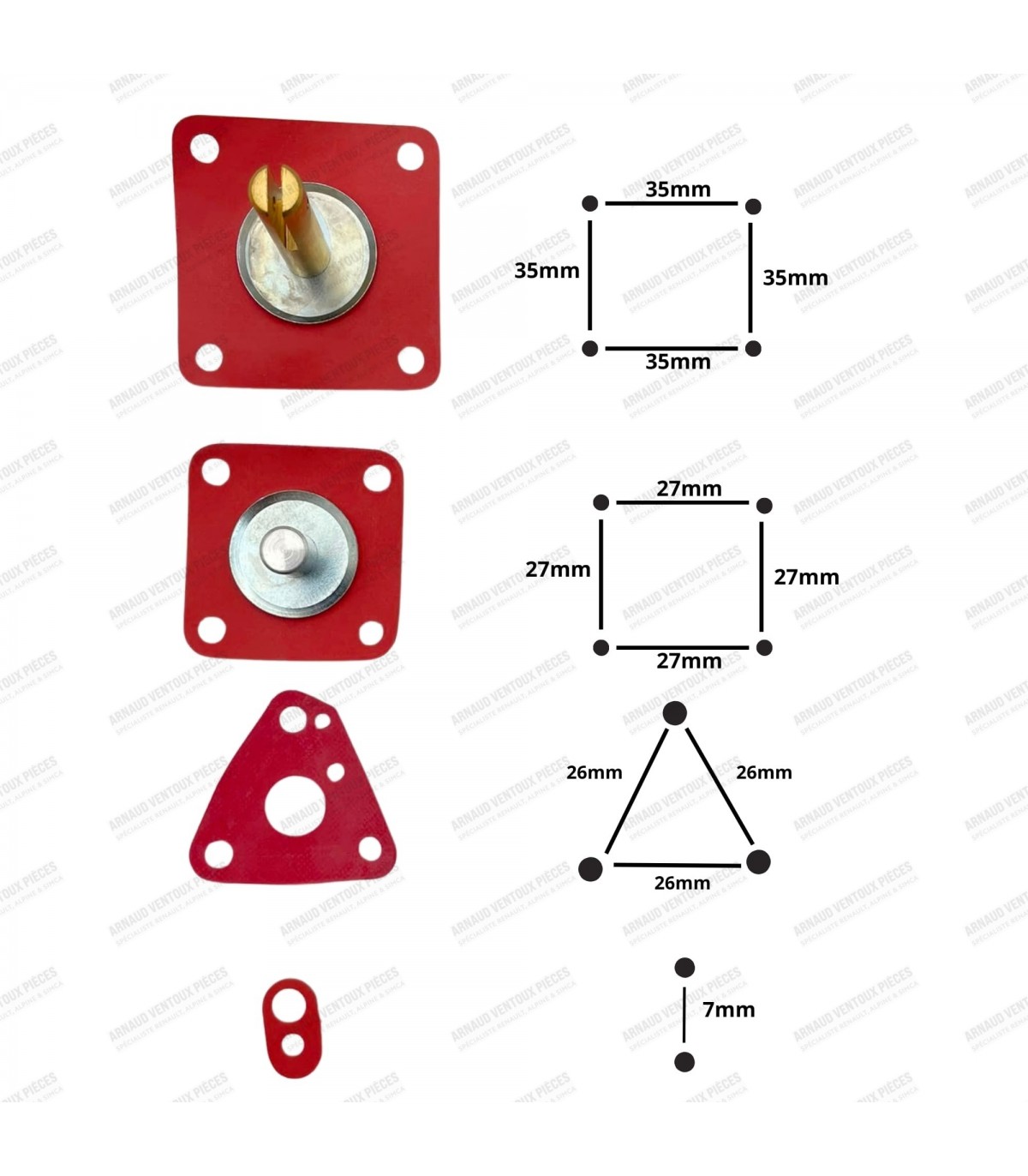 Pochette de joints pour x1 carbu Solex 34TBIA et x1 carbu Solex 35CEEI