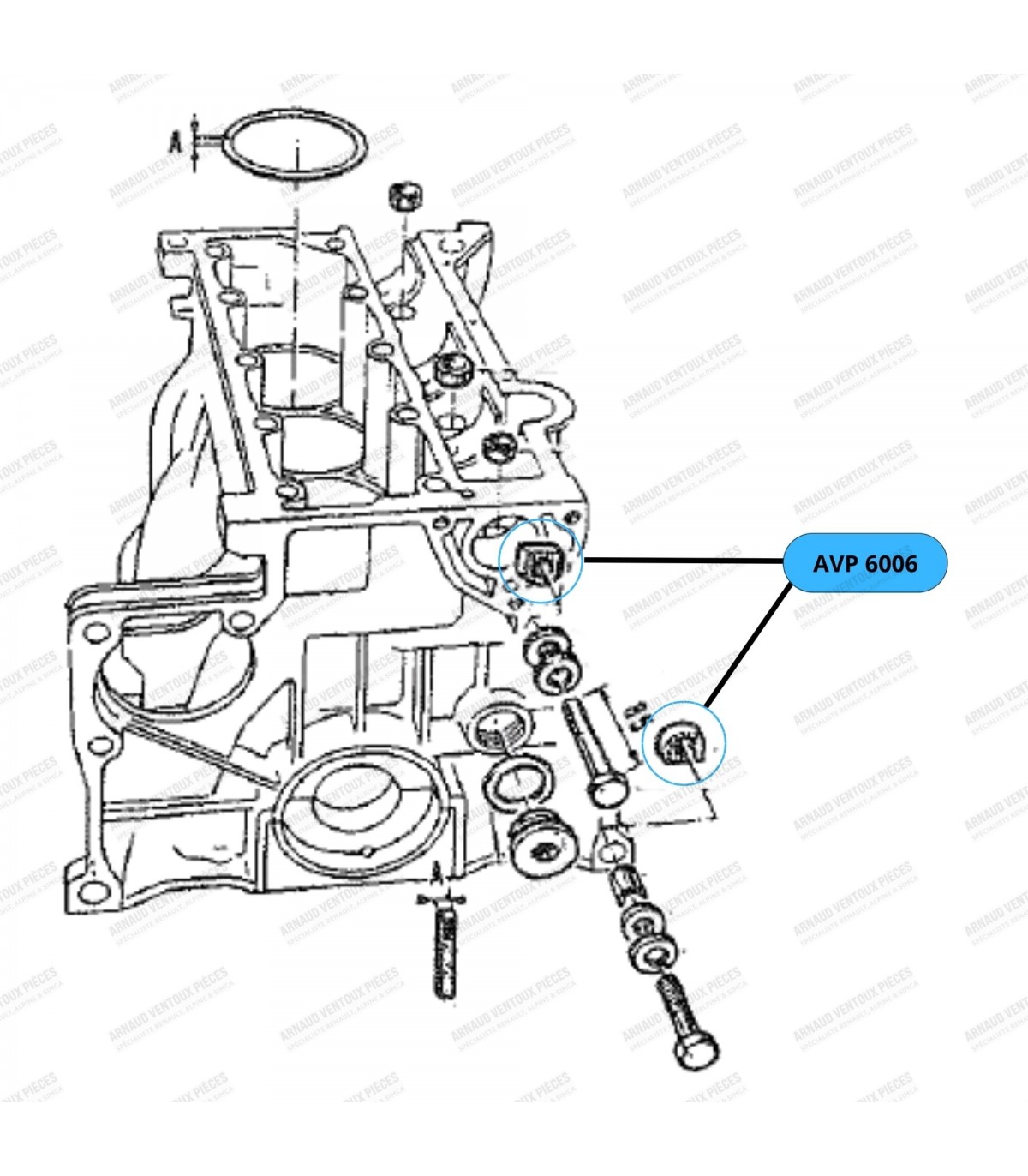 Écrou prisonnier (Anti-rotation) pour fixation de boîte de vitesse sur bloc moteur - Moteur 1600cm³ - Réf 7700525518 - 3