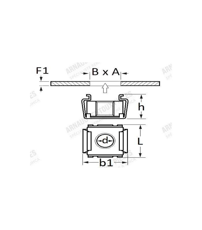 Ecrou cage métal M4x0,70 - 3