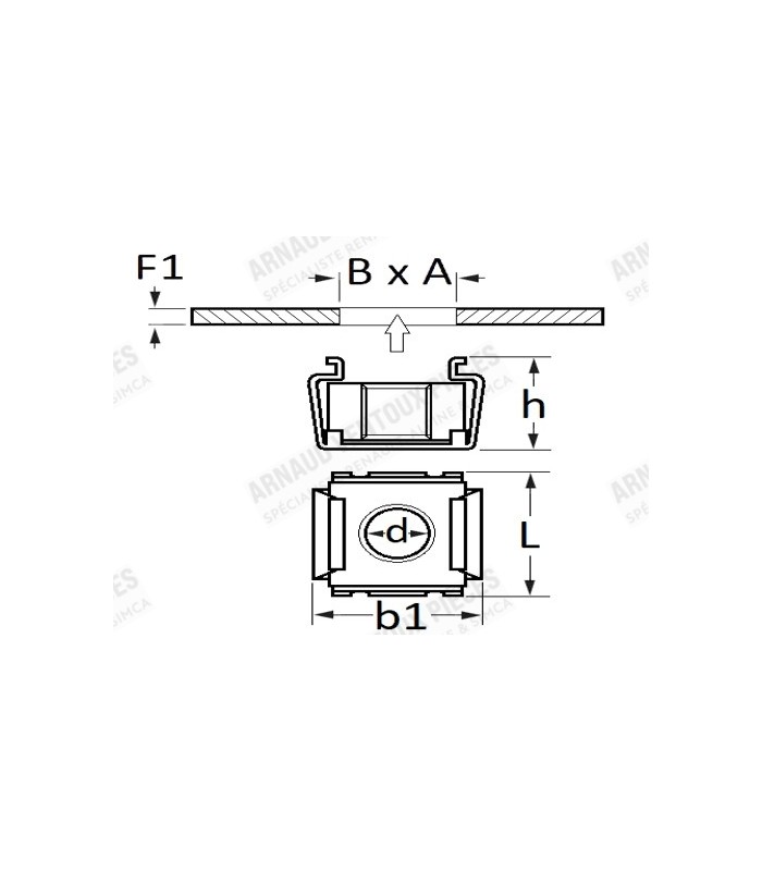 Ecrou cage métal M5x0,80 - Réf 7700500714 - 3