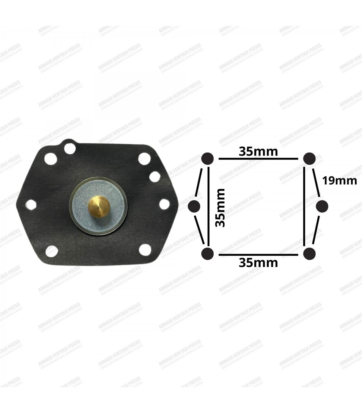 Membrane de pompe de reprise (Grand modèle x6 trous embout pointu) - Carburateur Solex 35PHH - R2 / 1200S / CG