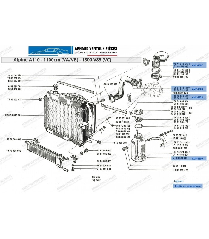 Upper hose Ø 42x34mm - R8G - ref 8576590 - 3