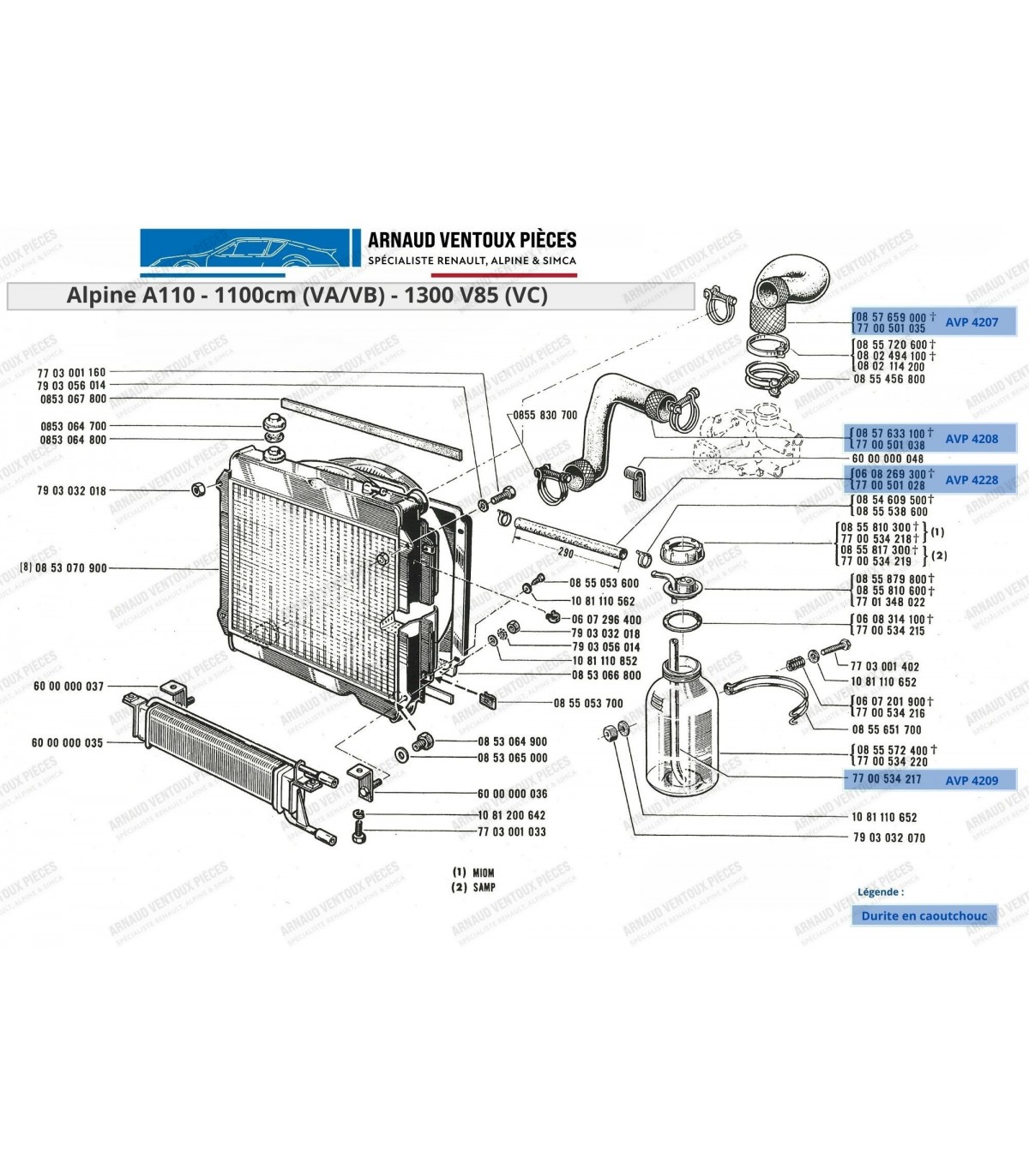 Upper hose Ø 42x34mm - R8G - ref 8576590 - 3