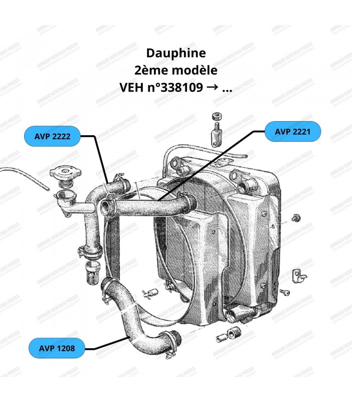 Upper radiator hose - Ø 40mm / Ø 24mm - 2