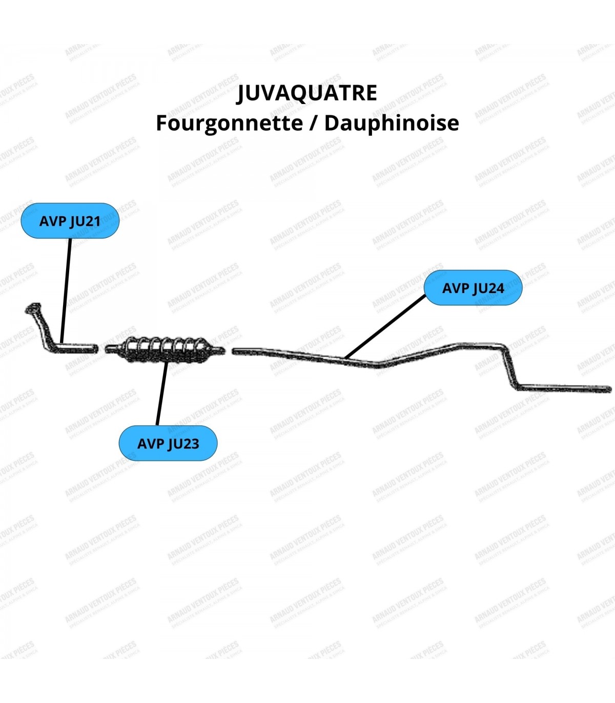 Exhaust pipe manifold outlet - Juvaquatre Van / Dauphinoise (R2101) - (From 1956 to 1961) - 2