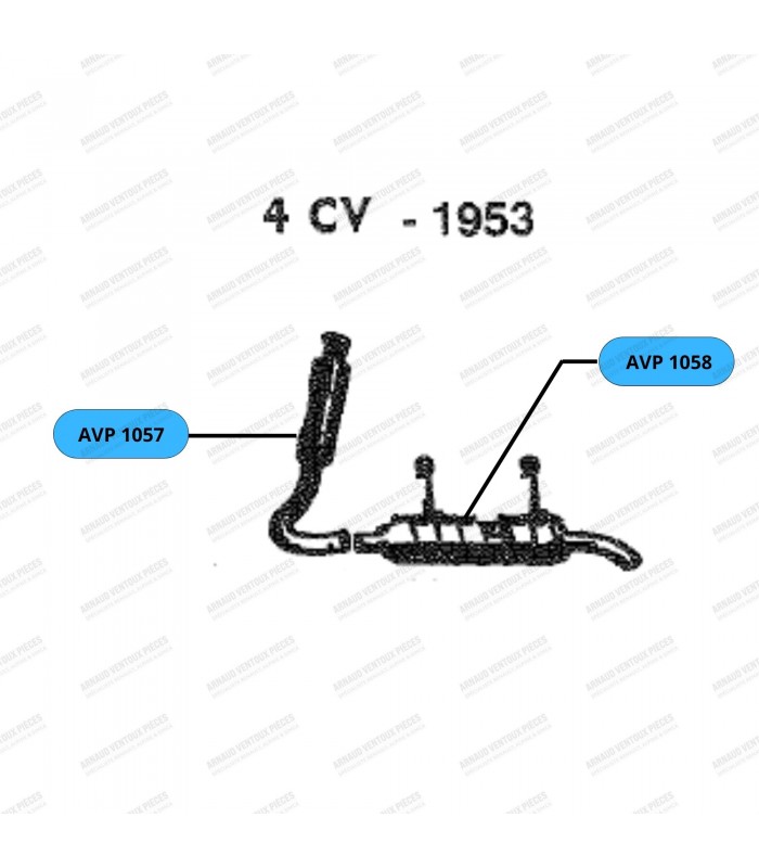 Silencieux d'échappement à 2 pattes de fixation - 4CV 2ème modèle (De 1953 à 1954) - 2