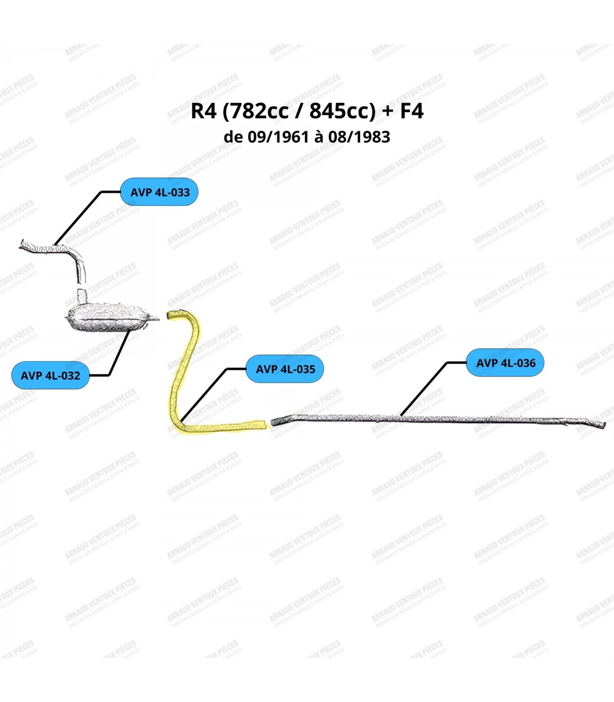 Tube d'échappement intermédiaire - R4 / 4L / RODEO - 2