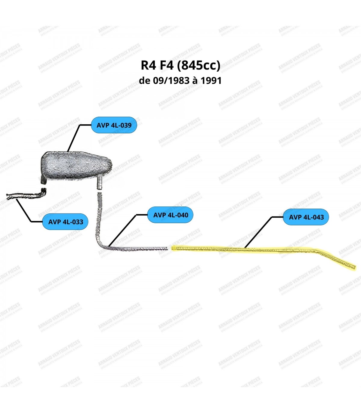Tube arrière d'échappement - R4 / 4L - Réf 7700757184 - 2