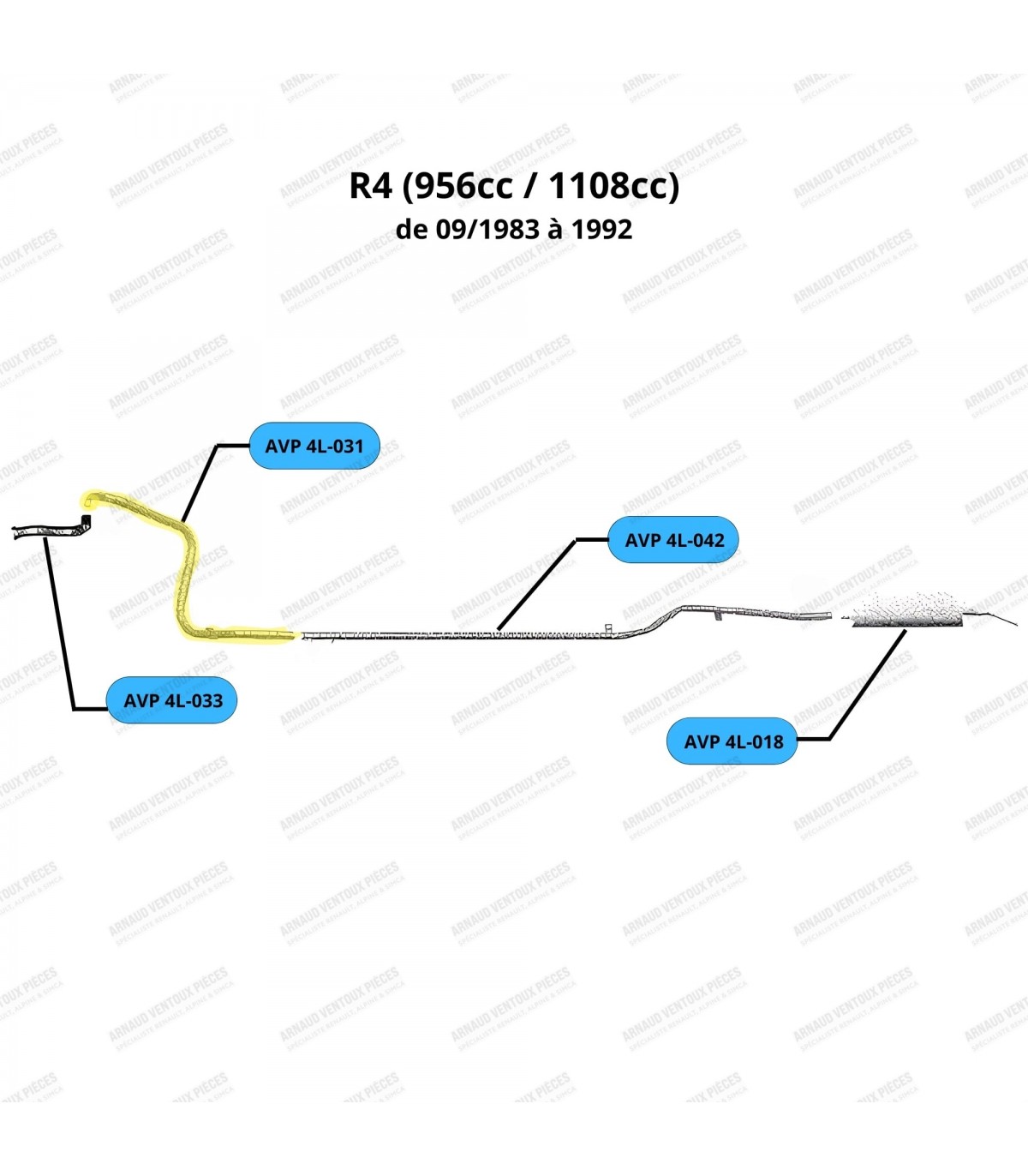 Intermediate exhaust pipe - R4 / 4L - Ref 7700757174 - 2