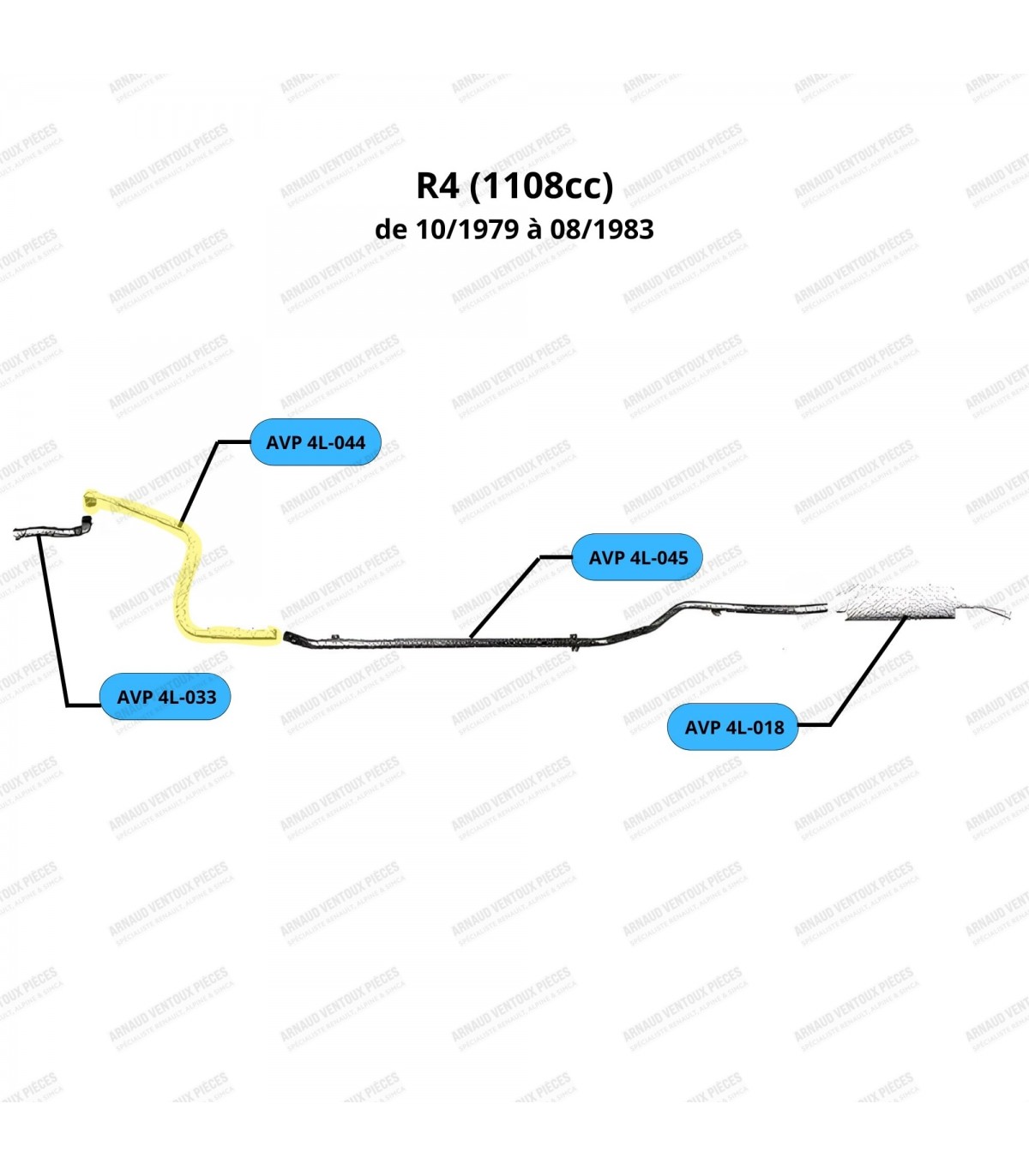 Tube d'échappement intermédiaire - R4 / 4L - Réf 7700657468 - 2